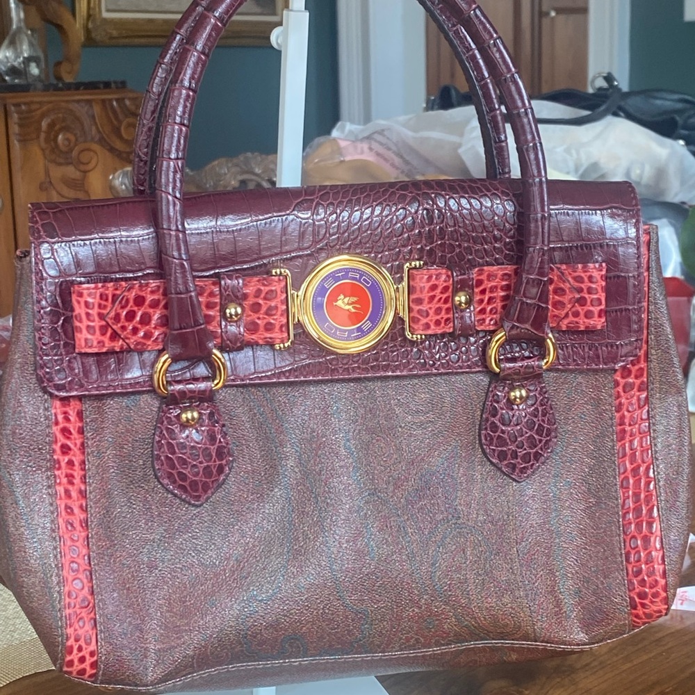 Etro Rare Burgundy and Red Satchel